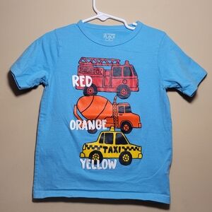 Blue Kids T-Shirt with Vehicle Print